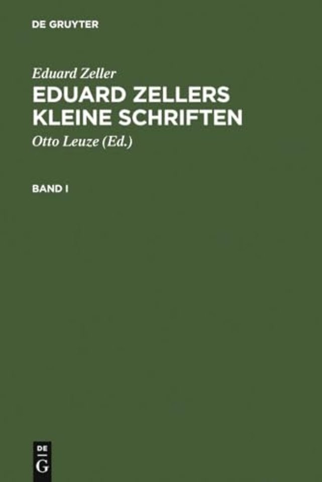 Eduard Zellers Kleine Schriften