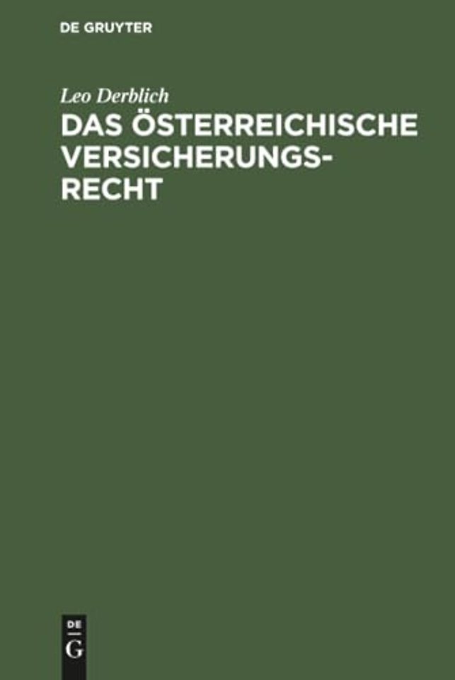 Das osterreichische Versicherungsrecht