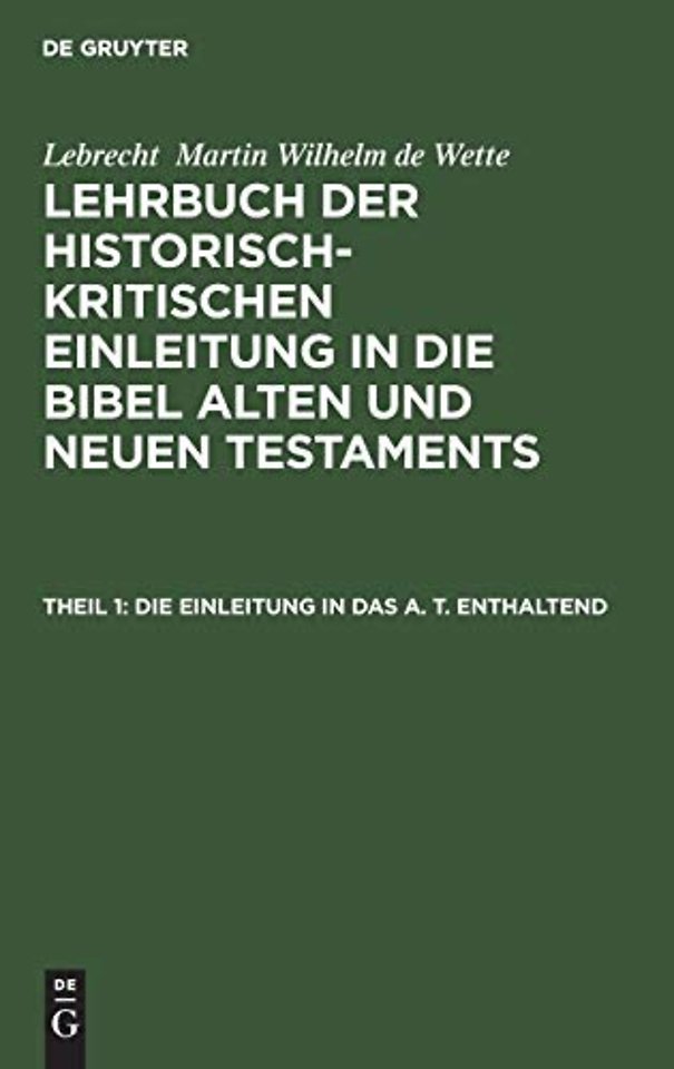 Die Einleitung in das A. T. enthaltend