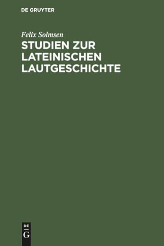Studien zur lateinischen Lautgeschichte