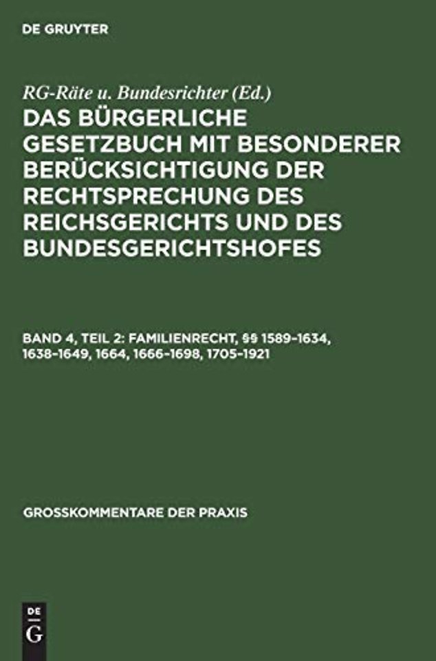 Familienrecht, §§ 1589-1634, 1638-1649, 1664, 1666-1698, 1705-1921