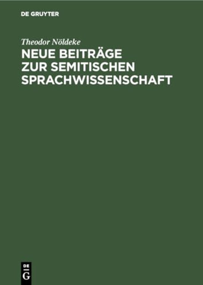 Neue Beitrage Zur Semitischen Sprachwissenschaft