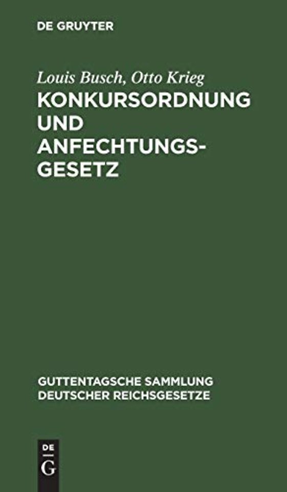 Konkursordnung Und Anfechtungsgesetz