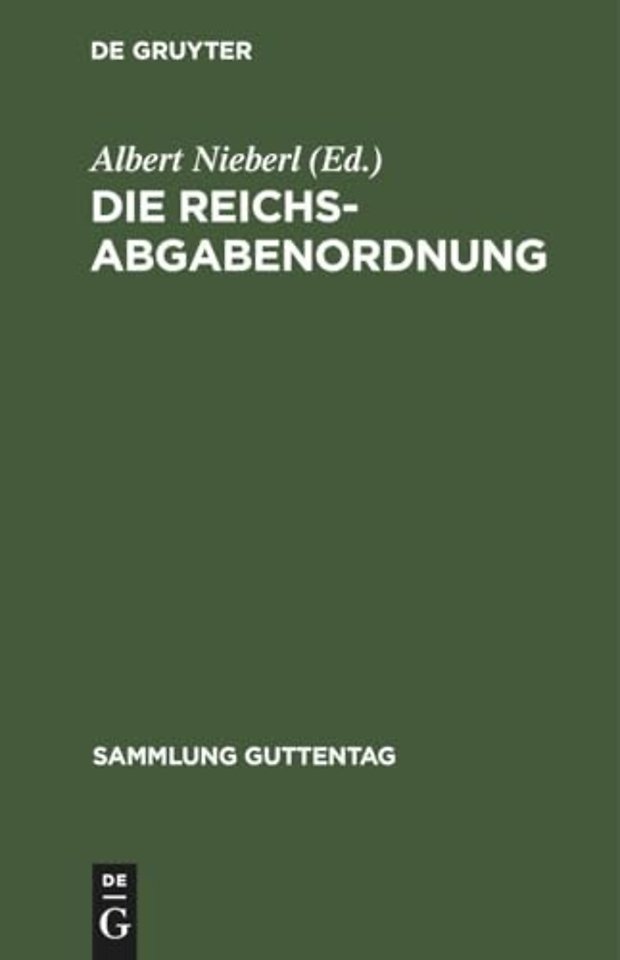 Die Reichsabgabenordnung