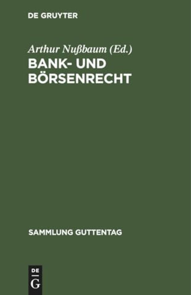 Bank- Und Borsenrecht