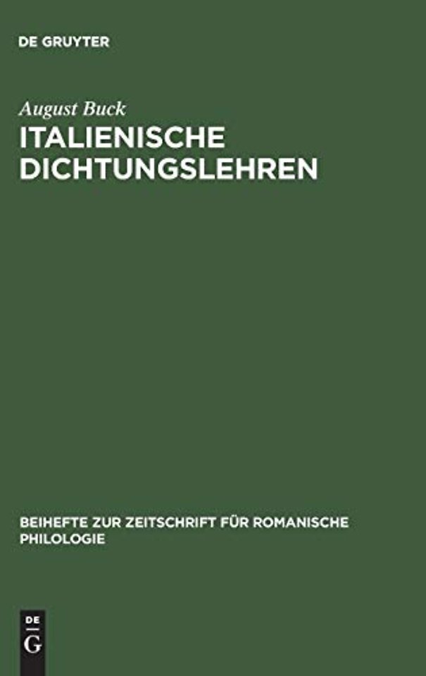 Italienische Dichtungslehren – Vom Mittelalter bis zum Ausgang der Renaissance