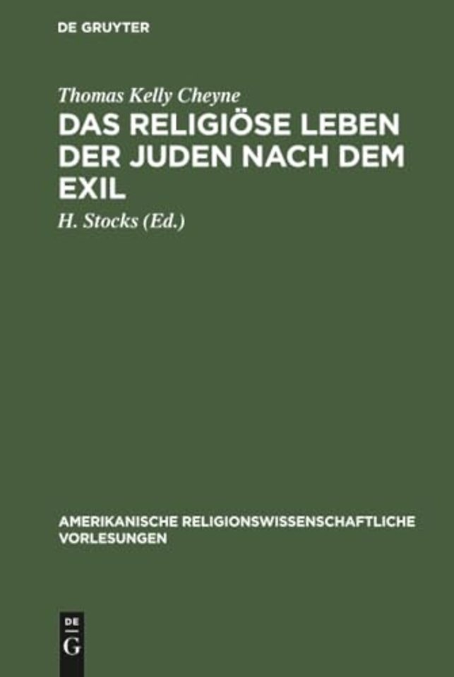 Das Religiose Leben Der Juden Nach Dem Exil
