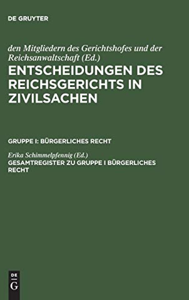 Gesamtregister zu Gruppe I Bürgerliches Recht