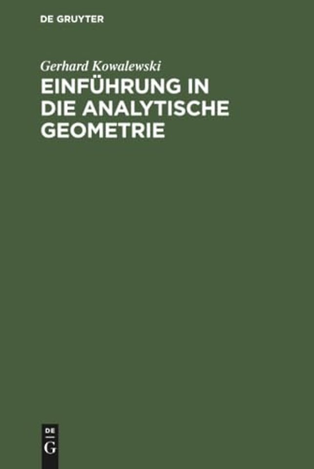 Einführung in die analytische Geometrie