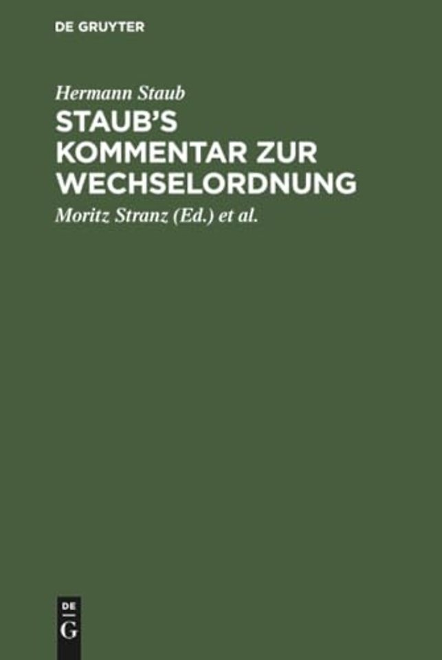 Staub's Kommentar Zur Wechselordnung
