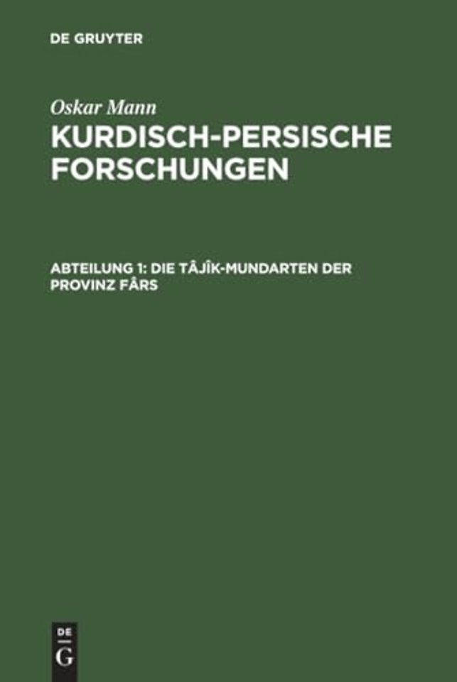 Die Tâjîk–Mundarten der Provinz Fârs