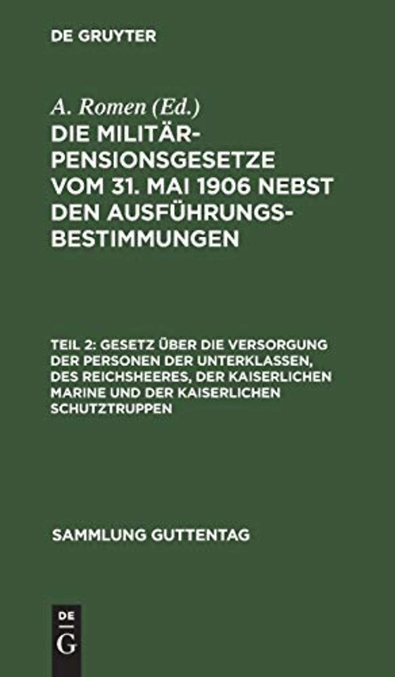 Gesetz über die Versorgung der Personen der Unte – vom 31. Mai 1906
