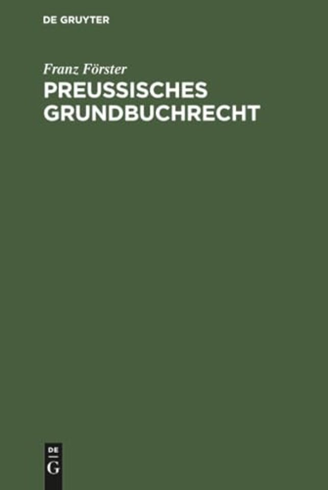 Preuβisches Grundbuchrecht