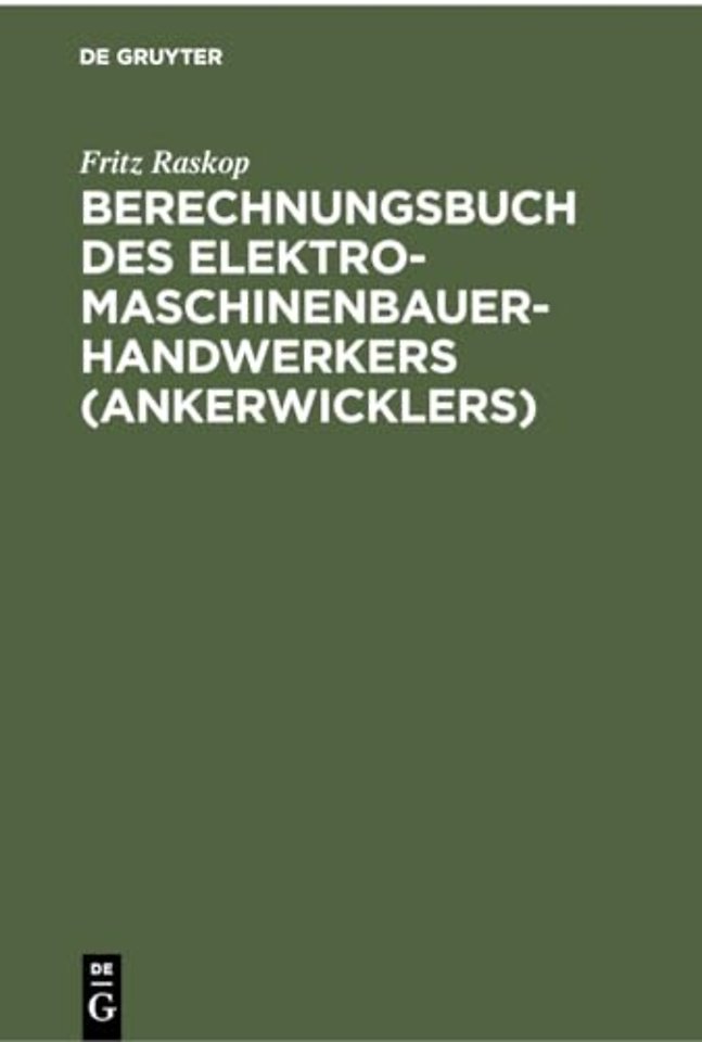 Berechnungsbuch Des Elektromaschinenbauer-Handwerkers (Ankerwicklers)