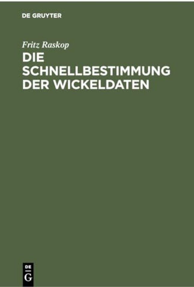 Die Schnellbestimmung Der Wickeldaten