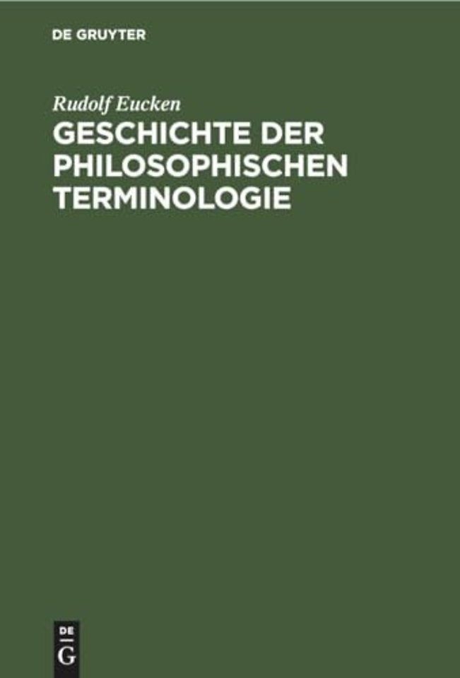 Geschichte der Philosophischen Terminologie – Im Umriss dargestellt