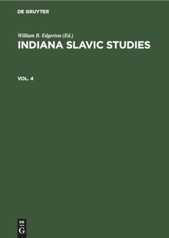 Indiana Slavic Studies. Vol. 4