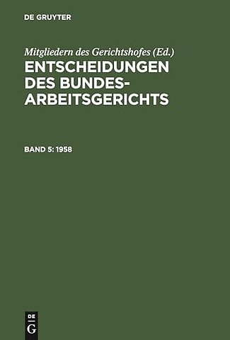 Entscheidungen des Bundesarbeitsgerichts. Band 5