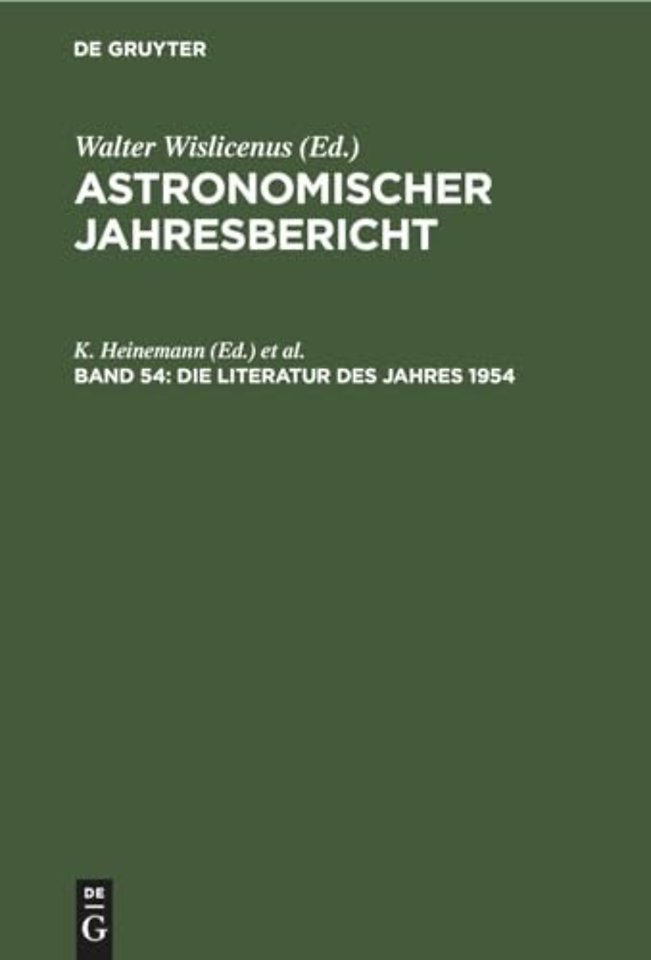 Die Literatur des Jahres 1954