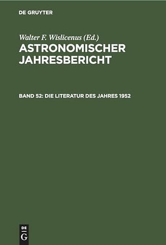 Die Literatur des Jahres 1952