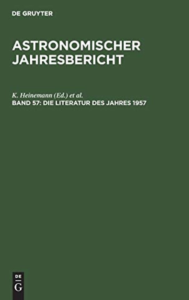 Die Literatur des Jahres 1957