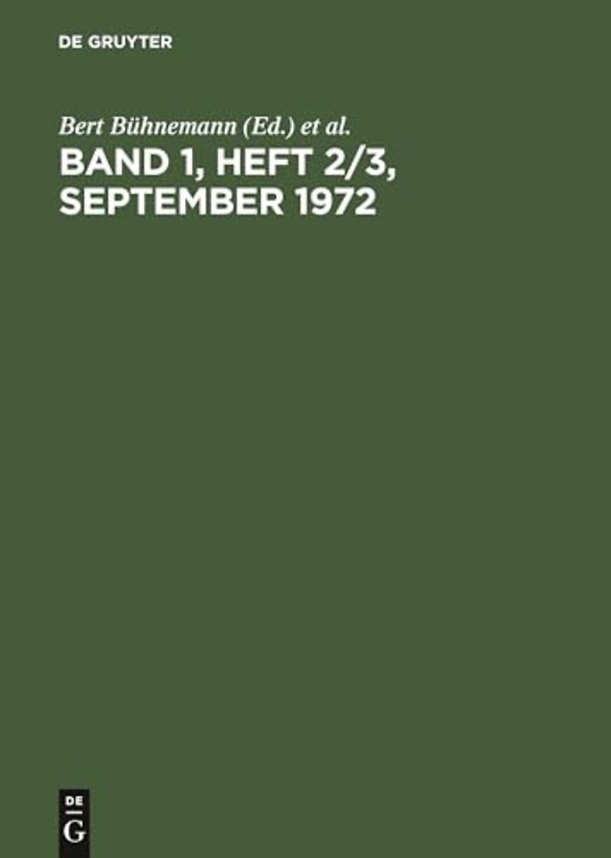 Band 1, Heft 2/3, September 1972