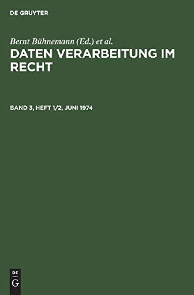 Band 3, Heft 1/2, Juni 1974