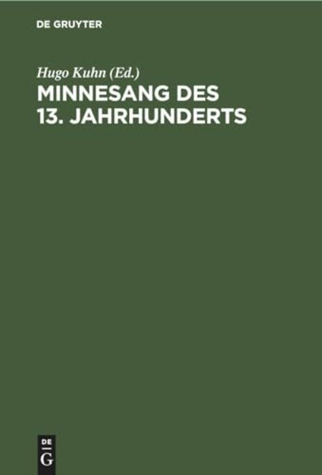 Minnesang Des 13. Jahrhunderts