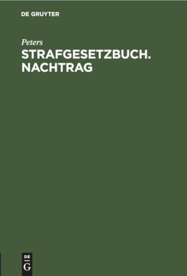 Strafgesetzbuch. Nachtrag