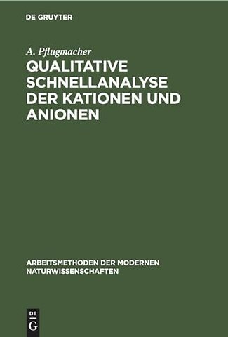 Qualitative Schnellanalyse der Kationen und Anio – Nach G. Charlot