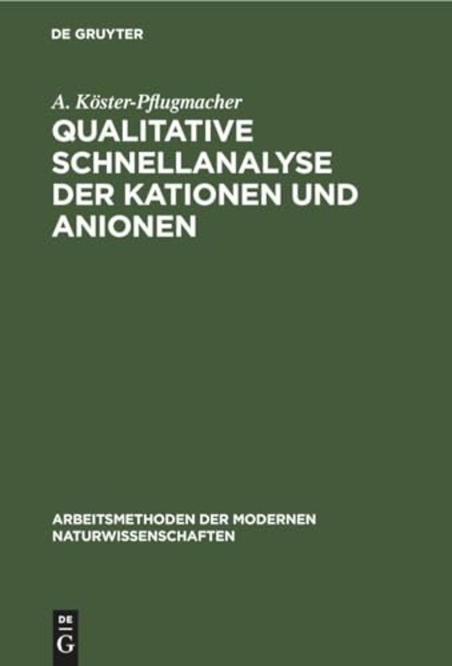 Qualitative Schnellanalyse der Kationen und Anio – Nach G. Charlot