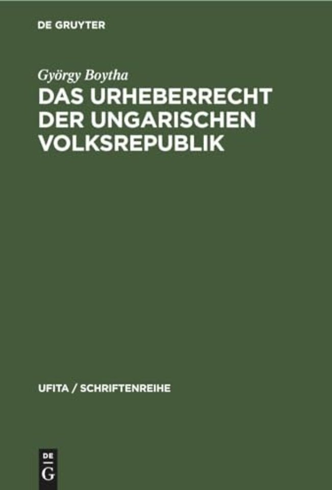 Das Urheberrecht Der Ungarischen Volksrepublik