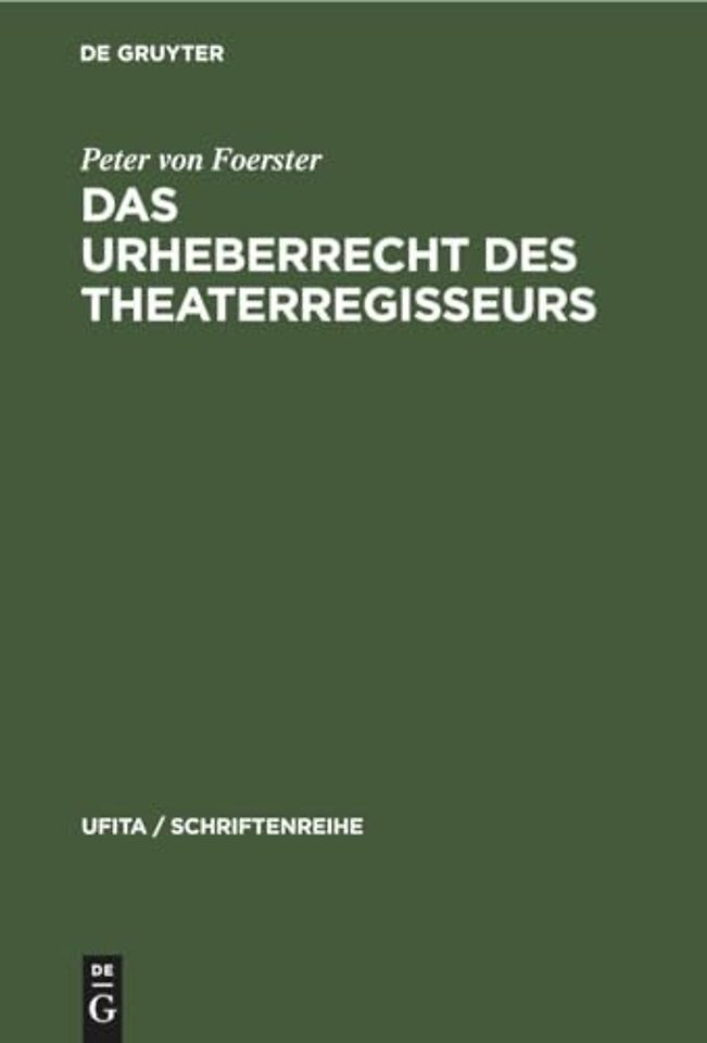 Das Urheberrecht Des Theaterregisseurs
