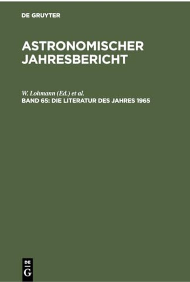 Die Literatur des Jahres 1965