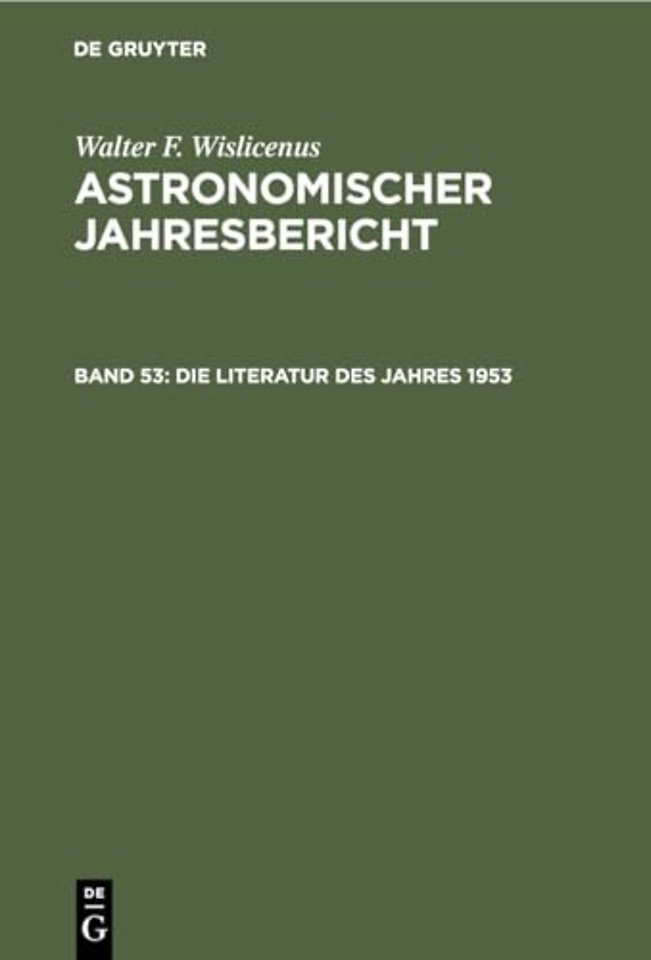 Die Literatur Des Jahres 1953