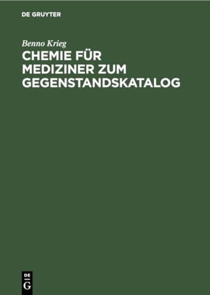 Chemie Fur Mediziner Zum Gegenstandskatalog