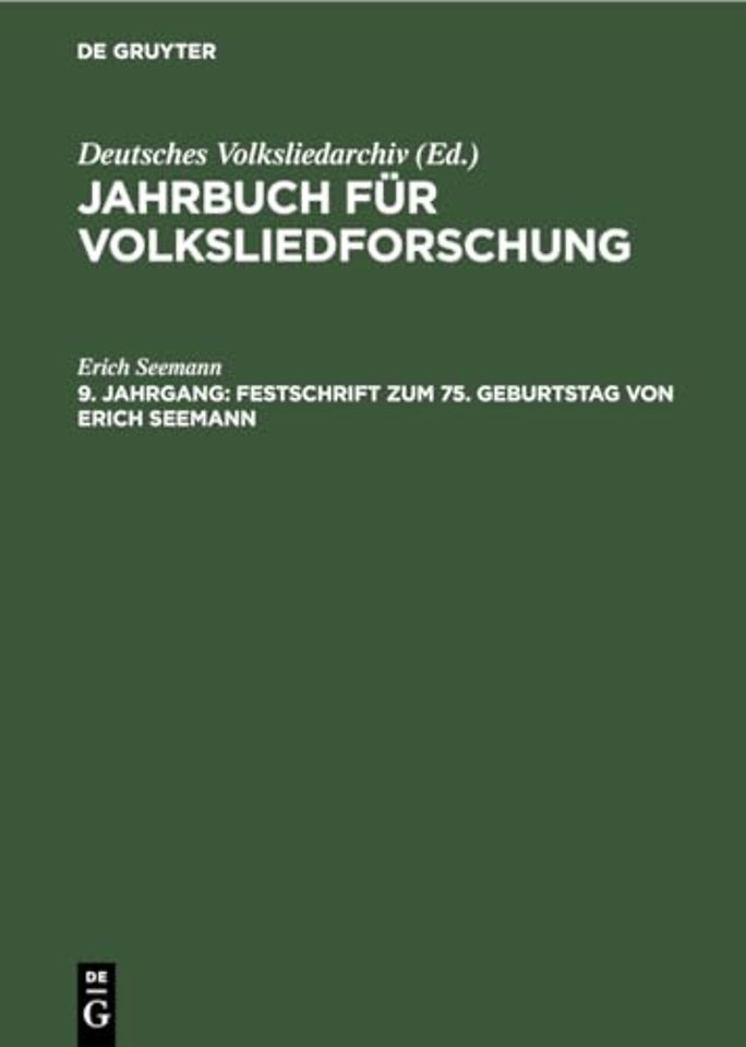Festschrift Zum 75. Geburtstag Von Erich Seemann