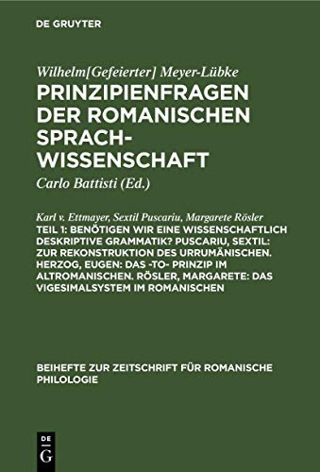 Benötigen wir eine wissenschaftlich deskriptive Grammatik? Puscariu, Sextil: Zur Rekonstruktion des Urrumänischen. Herzog, Eugen: Das –to– Prinzip