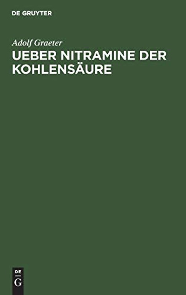 Ueber Nitramine Der Kohlensaure