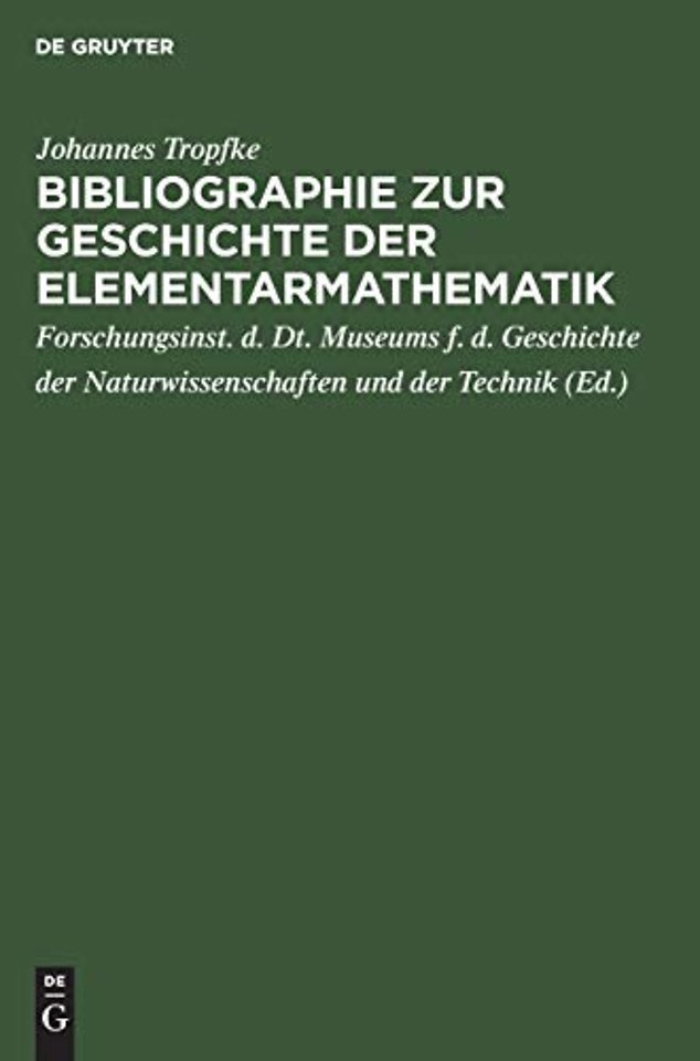 Bibliographie Zur Geschichte Der Elementarmathematik