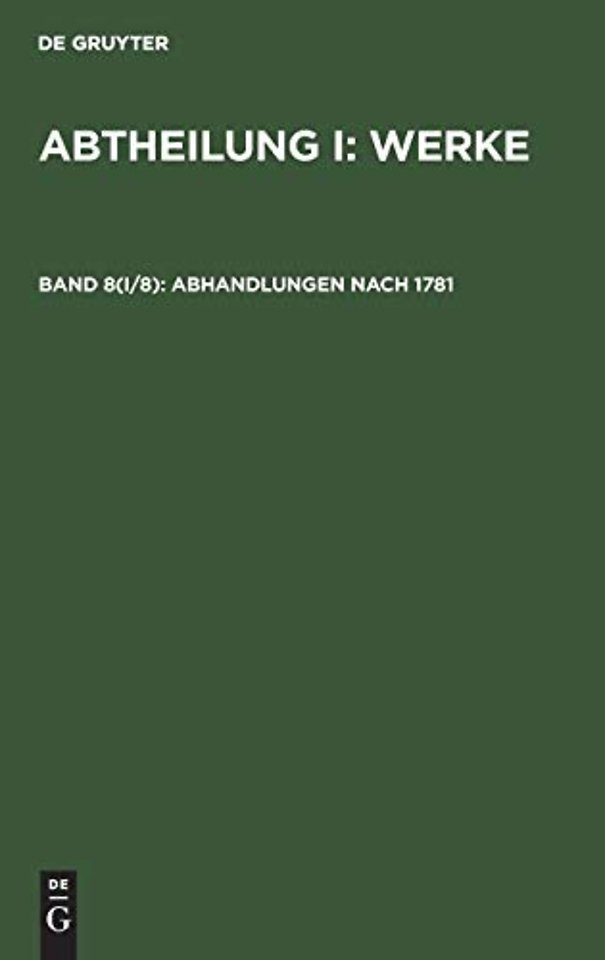 Abhandlungen nach 1781