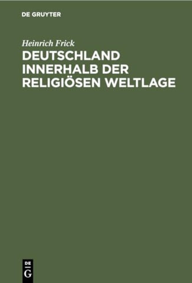 Deutschland Innerhalb Der Religiosen Weltlage