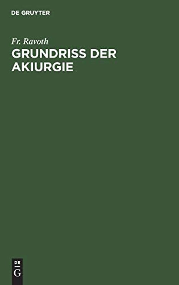 Grundriss der Akiurgie