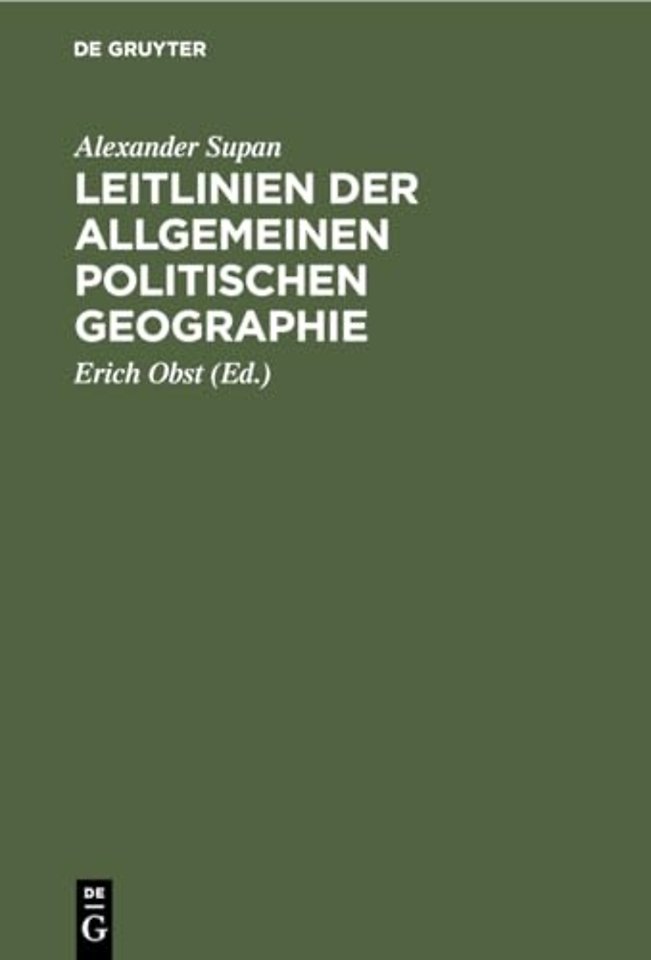 Leitlinien Der Allgemeinen Politischen Geographie