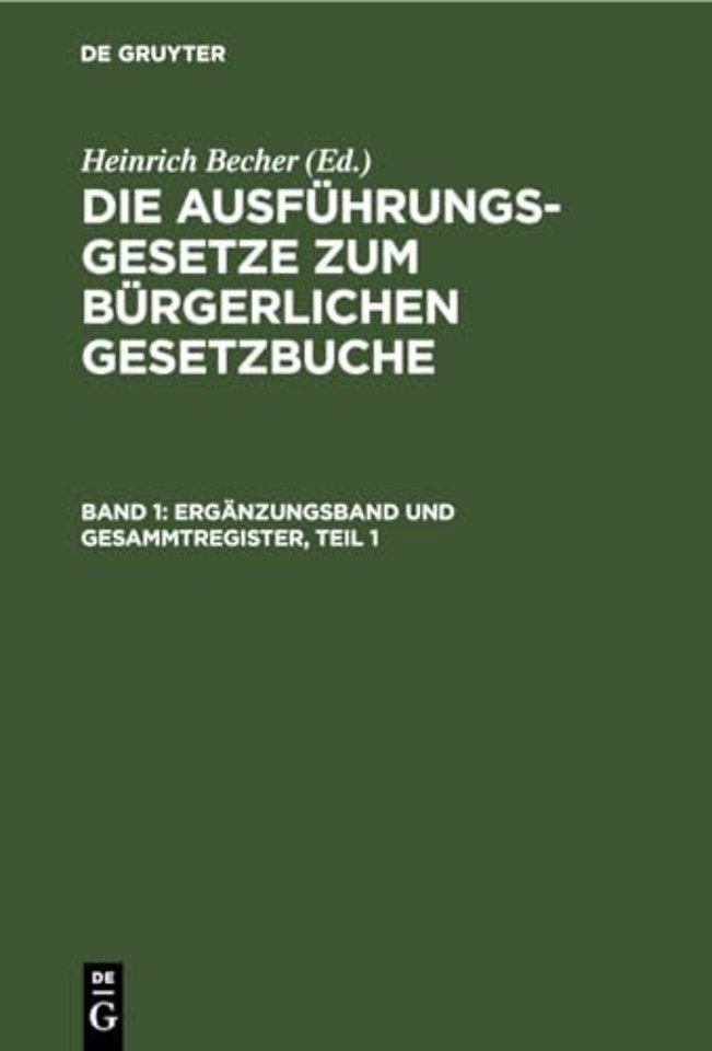Ergänzungsband und Gesammtregister, Teil 1