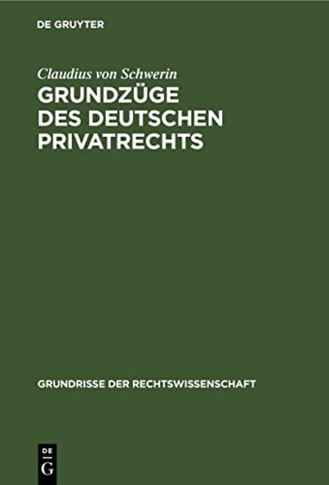 Grundzuge Des Deutschen Privatrechts