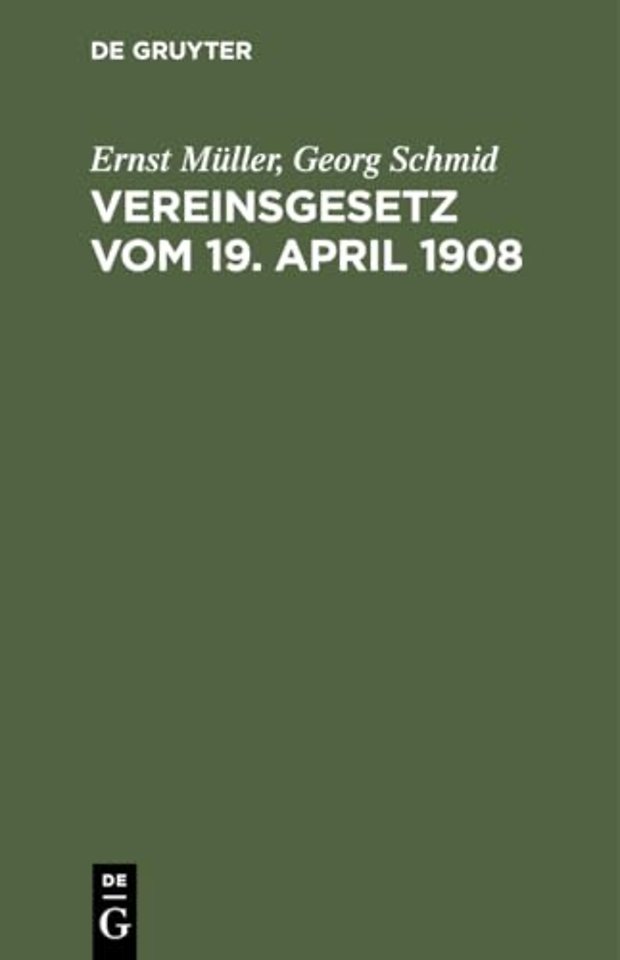Vereinsgesetz Vom 19. April 1908