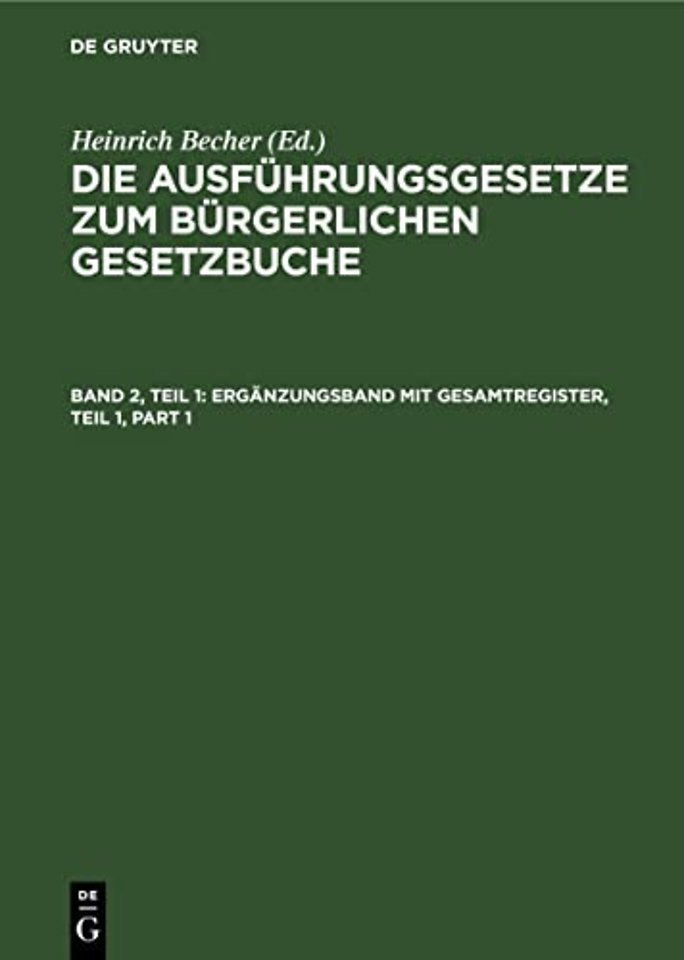 Erganzungsband mit Gesamtregister, Teil 1