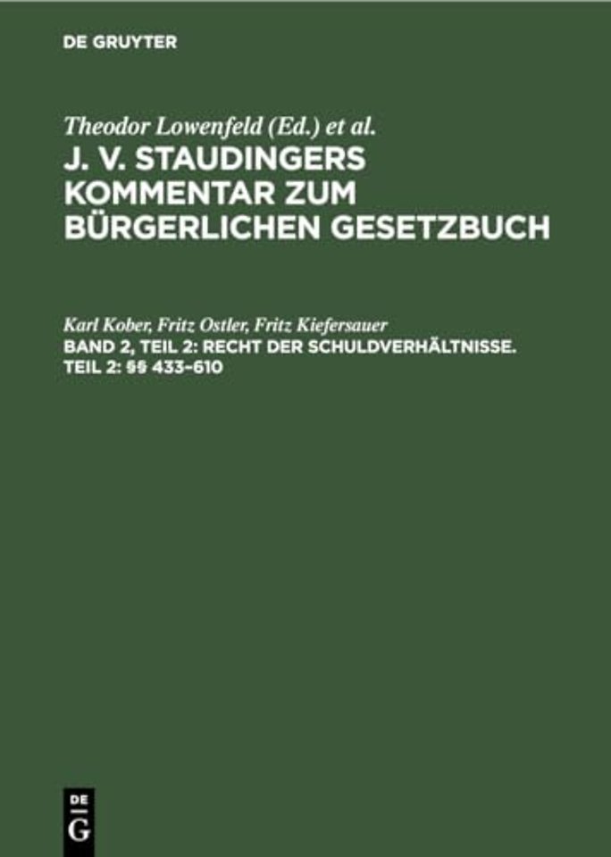 Recht Der Schuldverhaltnisse. Teil 2: §§ 433-610