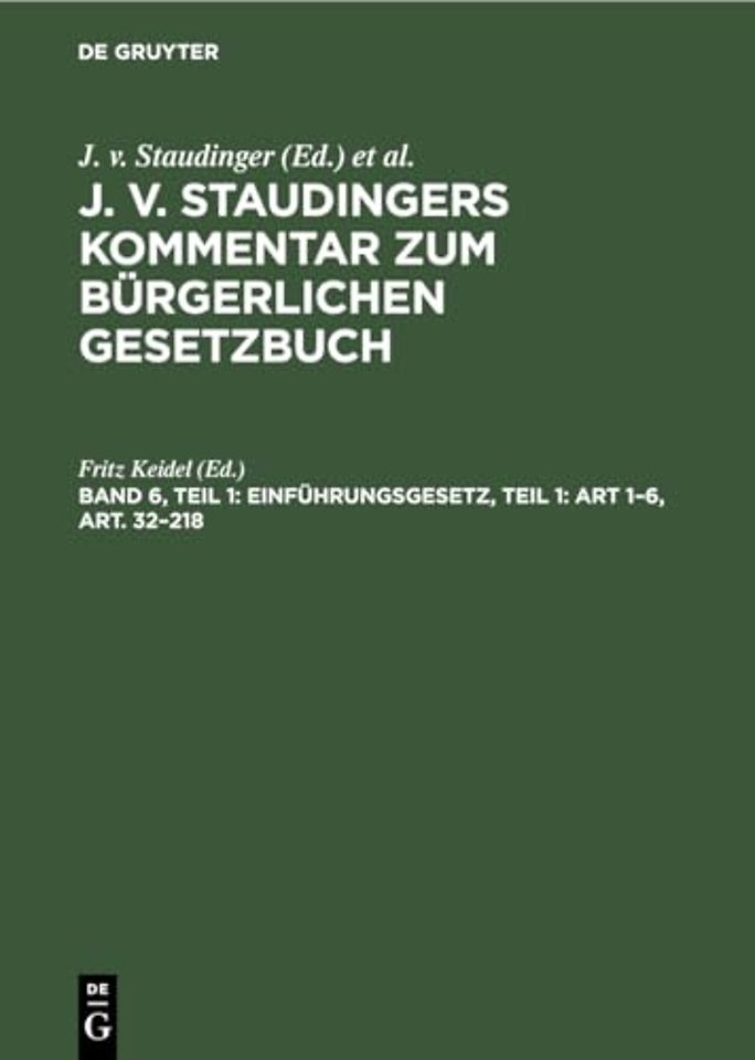 Einfuhrungsgesetz, Teil 1: Art 1-6, Art. 32-218